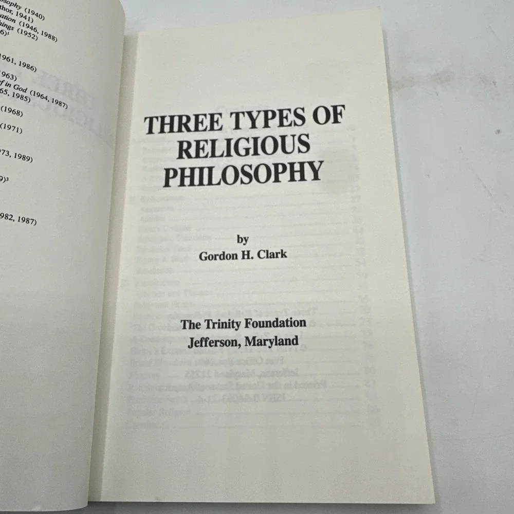 Three Types of Religious Philosophy (Trinity Papers No. 21) Paperback 1989